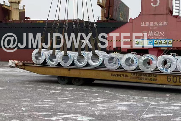 PPGI steel coils loading at port for overseas shipment